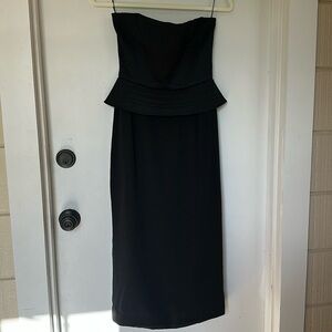 Richard Tyler Couture Black Strapless Moto midi Corset Dress Womens Size 6